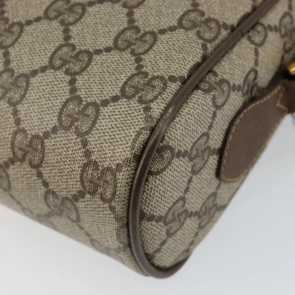 GUCCI GG Canvas Web Sherry Line Shoulder Bag PVC Leather Beige Red Auth 146142 - Picture 4 of 16